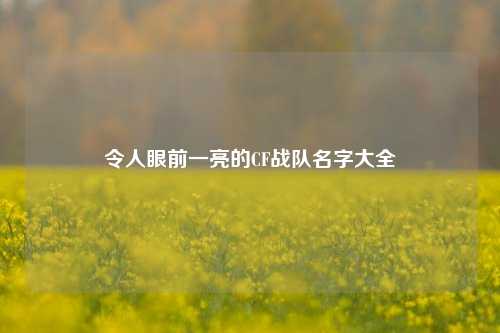 令人眼前一亮的CF战队名字大全