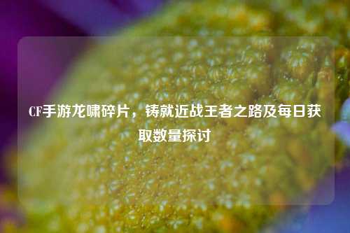 CF手游龙啸碎片，铸就近战王者之路及每日获取数量探讨