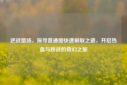逆战猎场，探寻普通图快速刷取之道，开启热血与挑战的奇幻之旅