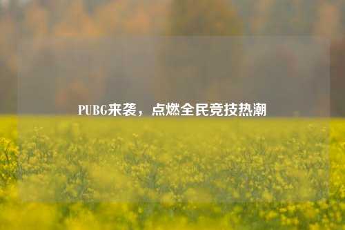 PUBG来袭，点燃全民竞技热潮