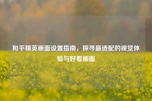 和平精英画面设置指南，探寻最适配的视觉体验与好看画面
