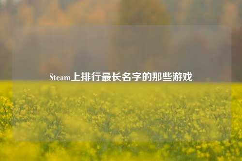 Steam上排行最长名字的那些游戏