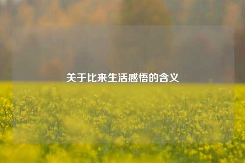 关于比来生活感悟的含义