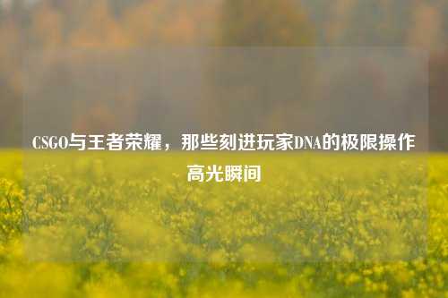 CSGO与王者荣耀,那些刻进玩家DNA的极限操作高光瞬间