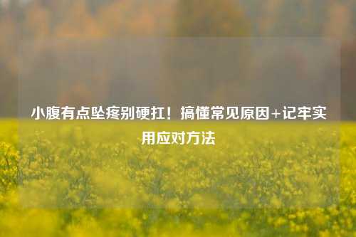 小腹有点坠疼别硬扛！搞懂常见原因+记牢实用应对 *** 