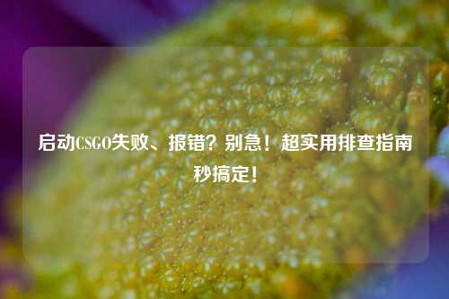 启动CSGO失败、报错？别急！超实用排查指南秒搞定！