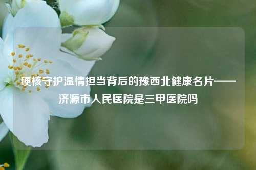 硬核守护温情担当背后的豫西北健康名片——济源市人民医院是三甲医院吗