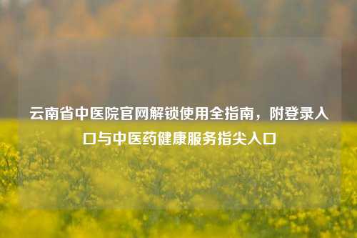 云南省中医院官网解锁使用全指南，附登录入口与中医药健康服务指尖入口