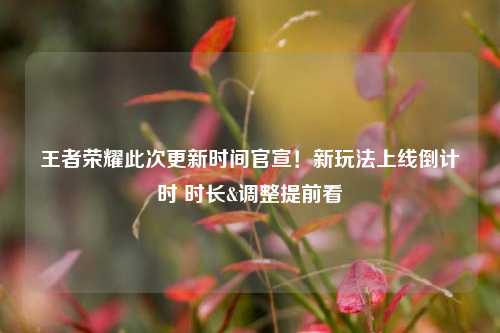 王者荣耀此次更新时间官宣！新玩法上线倒计时 时长&调整提前看