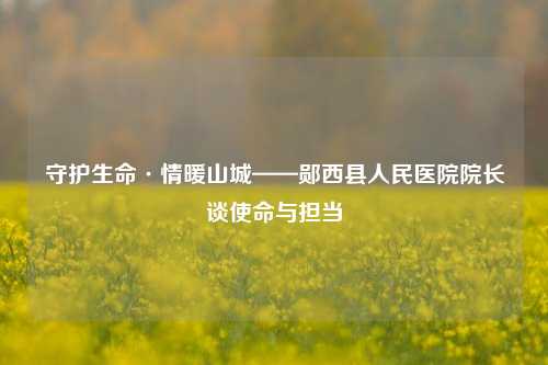 守护生命·情暖山城——郧西县人民医院院长谈使命与担当