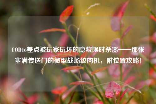 COD16差点被玩家玩坏的隐藏限时杀器——那张塞满传送门的微型战场绞肉机，附位置攻略！