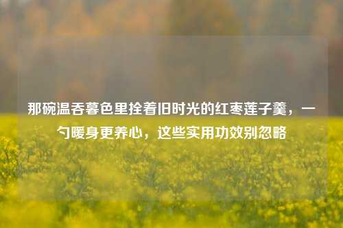 那碗温吞暮色里拴着旧时光的红枣莲子羹,一勺暖身更养心,这些实用功效别忽略