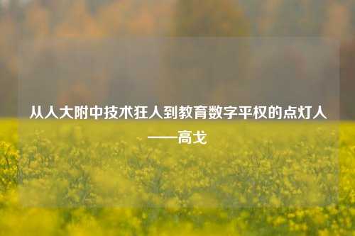 从人大附中技术狂人到教育数字平权的点灯人——高戈