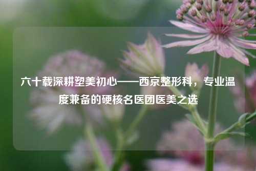 六十载深耕塑美初心——西京整形科，专业温度兼备的硬核名医团医美之选