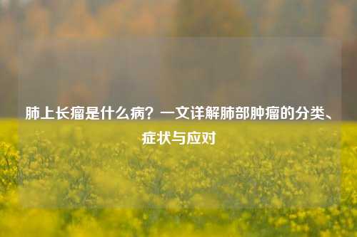 肺上长瘤是什么病？一文详解肺部肿瘤的分类、症状与应对