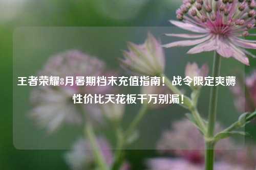 王者荣耀8月暑期档末充值指南!战令限定爽薅 性价比天花板千万别漏!