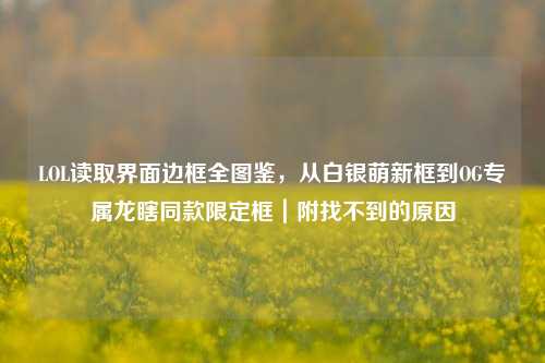 LOL读取界面边框全图鉴，从白银萌新框到OG专属龙瞎同款限定框｜附找不到的原因