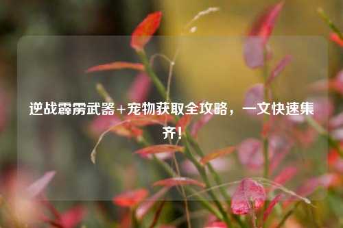 逆战霹雳武器+宠物获取全攻略，一文快速集齐！