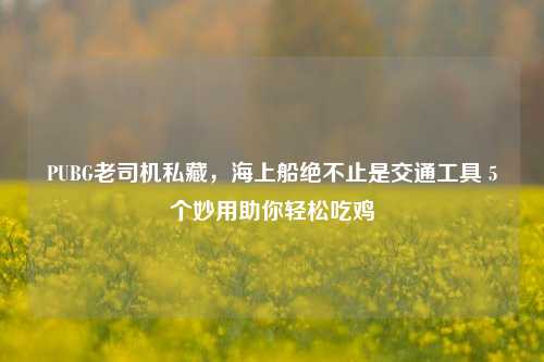 PUBG老司机私藏,海上船绝不止是交通工具 5个妙用助你轻松吃鸡