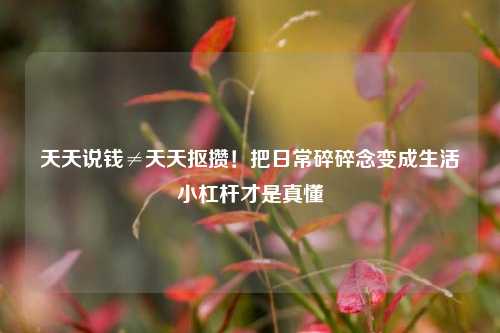 天天说钱≠天天抠攒!把日常碎碎念变成生活小杠杆才是真懂