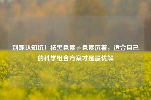 别踩认知坑！祛黑色素≠色素沉着，适合自己的科学组合方案才是更优解