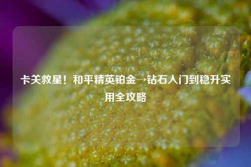 卡关救星！和平精英铂金→钻石入门到稳升实用全攻略