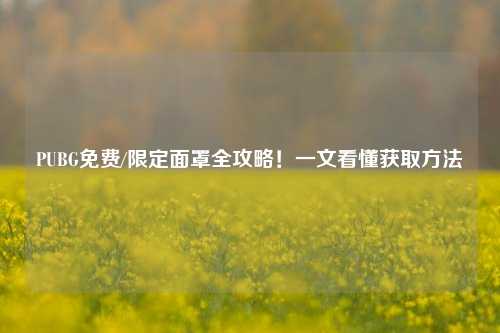 PUBG免费/限定面罩全攻略!一文看懂获取 ***
