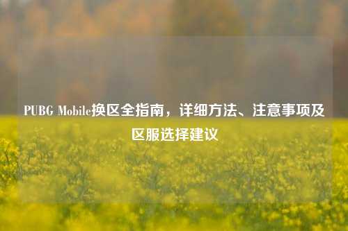 PUBG Mobile换区全指南，详细 *** 、注意事项及区服选择建议