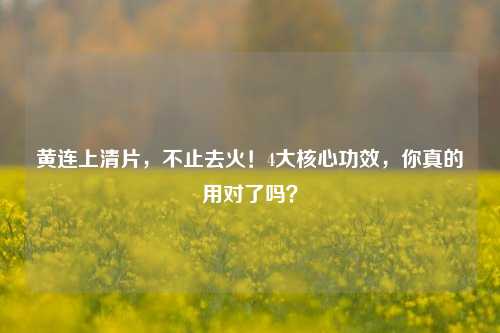 黄连上清片,不止去火!4大核心功效,你真的用对了吗?