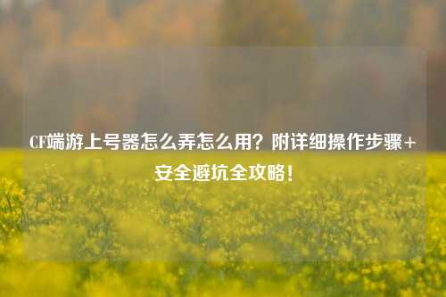 CF端游上号器怎么弄怎么用?附详细操作步骤+安全避坑全攻略!