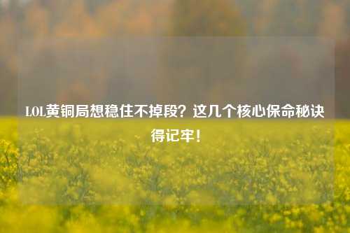 LOL黄铜局想稳住不掉段?这几个核心保命秘诀得记牢!