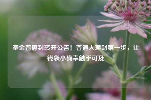 基金普惠封转开公告!普通人理财之一步,让钱袋小确幸触手可及