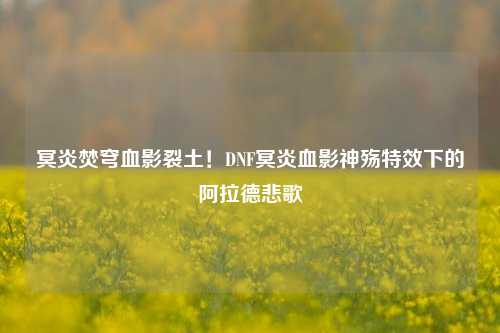 冥炎焚穹血影裂土!DNF冥炎血影神殇特效下的阿拉德悲歌