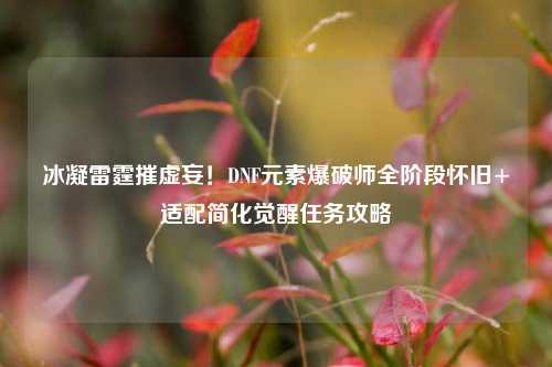冰凝雷霆摧虚妄!DNF元素爆破师全阶段怀旧+适配简化觉醒任务攻略