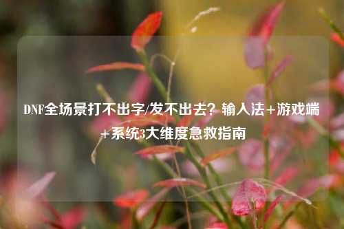DNF全场景打不出字/发不出去?输入法+游戏端+系统3大维度急救指南